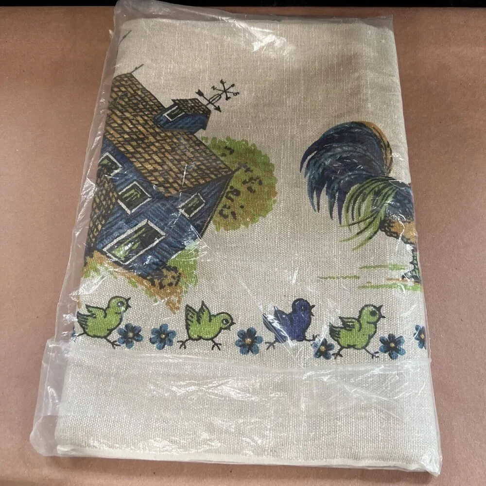 Fairfield All Linen Table Cover NWT 52”x70” Vintage Farmhouse